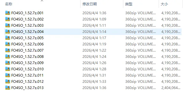 FO4SO_1.52 的 13 个分卷压缩包